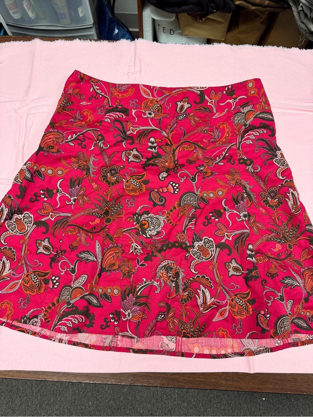 Ann Taylor Pink Floral A-Line Skirt